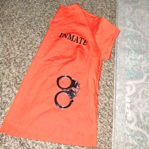 Orange Inmate Costume with Handcuffs